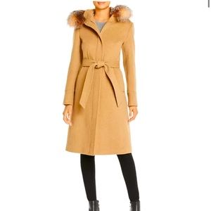 One Madison Fur-Trim Wrap Coat Size M retail $798